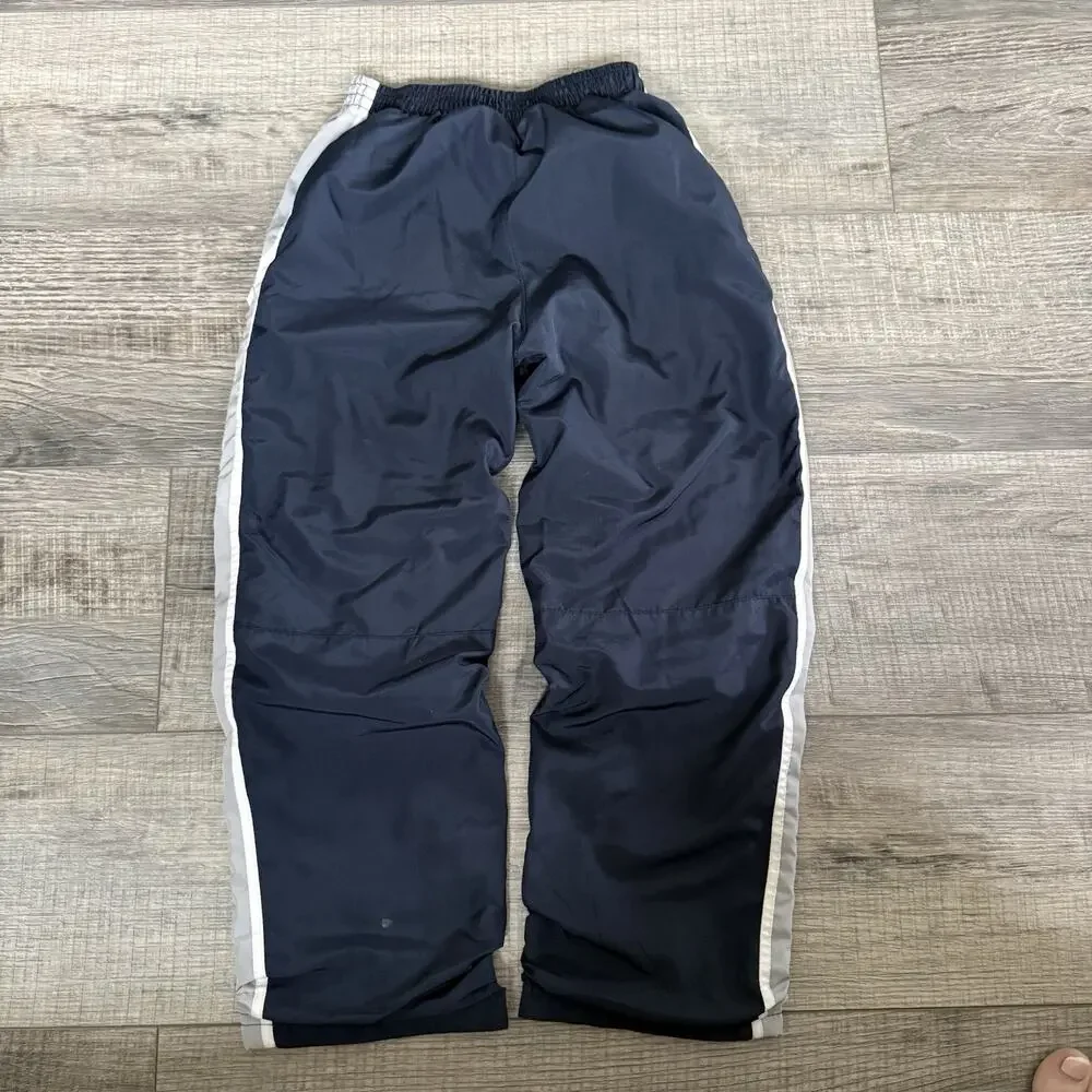 Vtg Y2K Nike Track Pants Logo Size 6 Kids Navy Blue White Baggy Wide Zip Leg